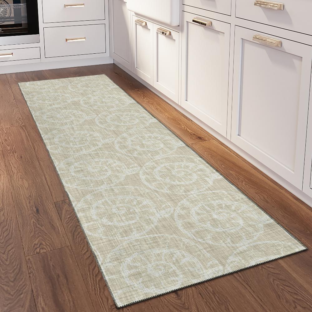 Indoor/Outdoor Surfside ASR41 Beige Washable 2'3" x 7'6" Runner Rug