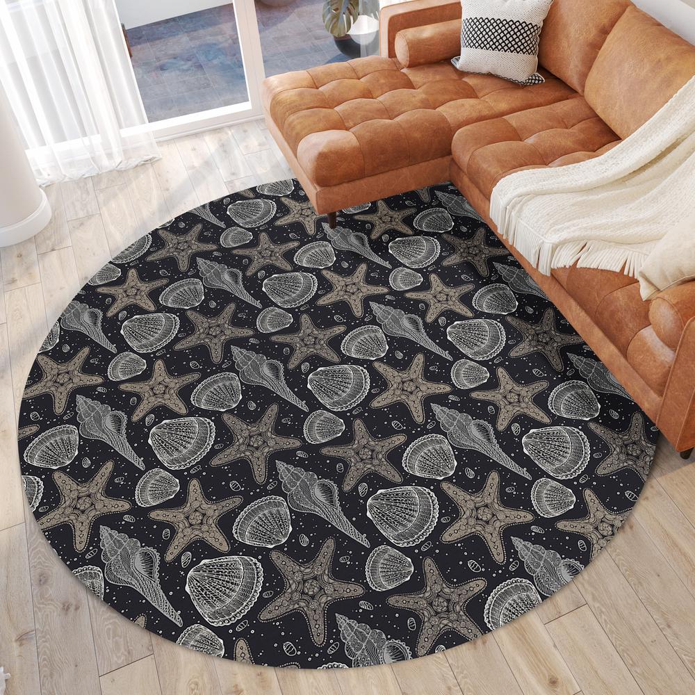 Indoor/Outdoor Surfside ASR34 Midnight Washable 8' x 8' Round Rug