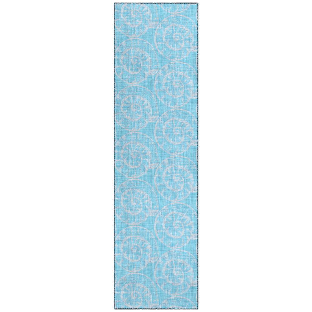 Indoor/Outdoor Surfside ASR41 Aqua Washable 2'3" x 7'6" Runner Rug