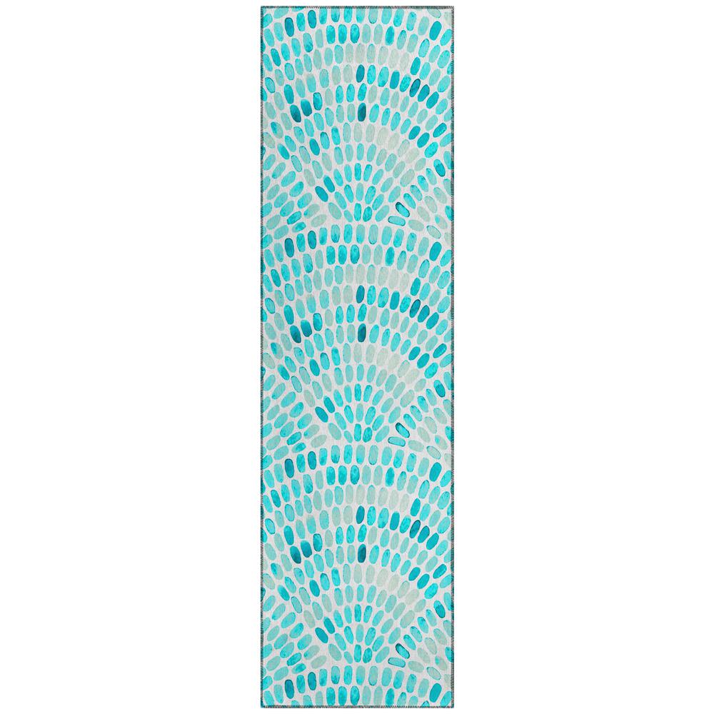 Indoor/Outdoor Surfside ASR37 Aqua Washable 2'3" x 7'6" Runner Rug