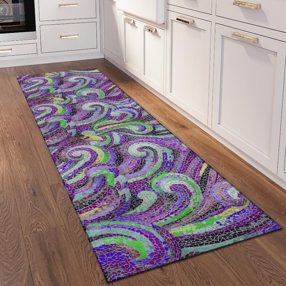 Indoor/Outdoor Surfside ASR44 Purple Washable 2'3" x 7'6" Runner Rug