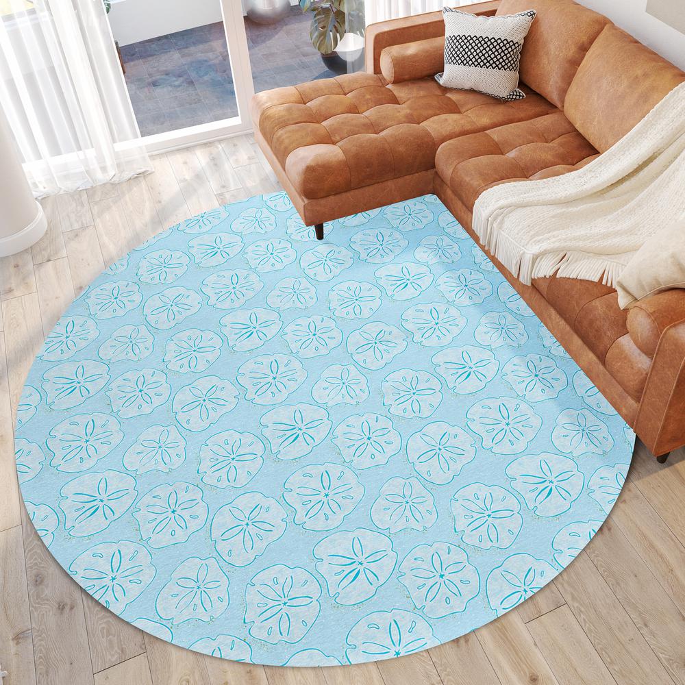 Indoor/Outdoor Surfside ASR40 Blue Washable 8' x 8' Round Rug