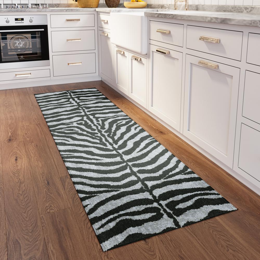 Safari Grey Animal Animal Print 2'3" x 7'6" Runner Rug Grey ASF31