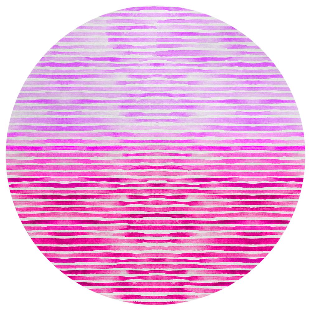 Indoor/Outdoor Surfside ASR38 Pink Washable 8' x 8' Round Rug
