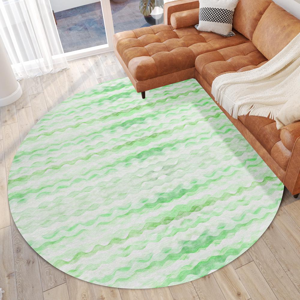 Indoor/Outdoor Surfside ASR46 Green Washable 8' x 8' Round Rug