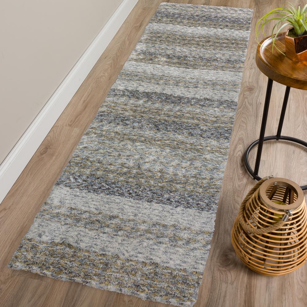Addison Sanibel Striped Grey Shag 2’3" x 7'6" Runner Rug