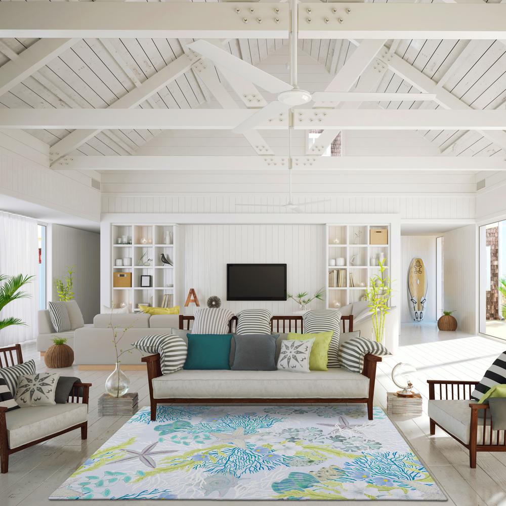 Indoor/Outdoor Surfside ASR31 Aqua Washable 10' x 14' Rug