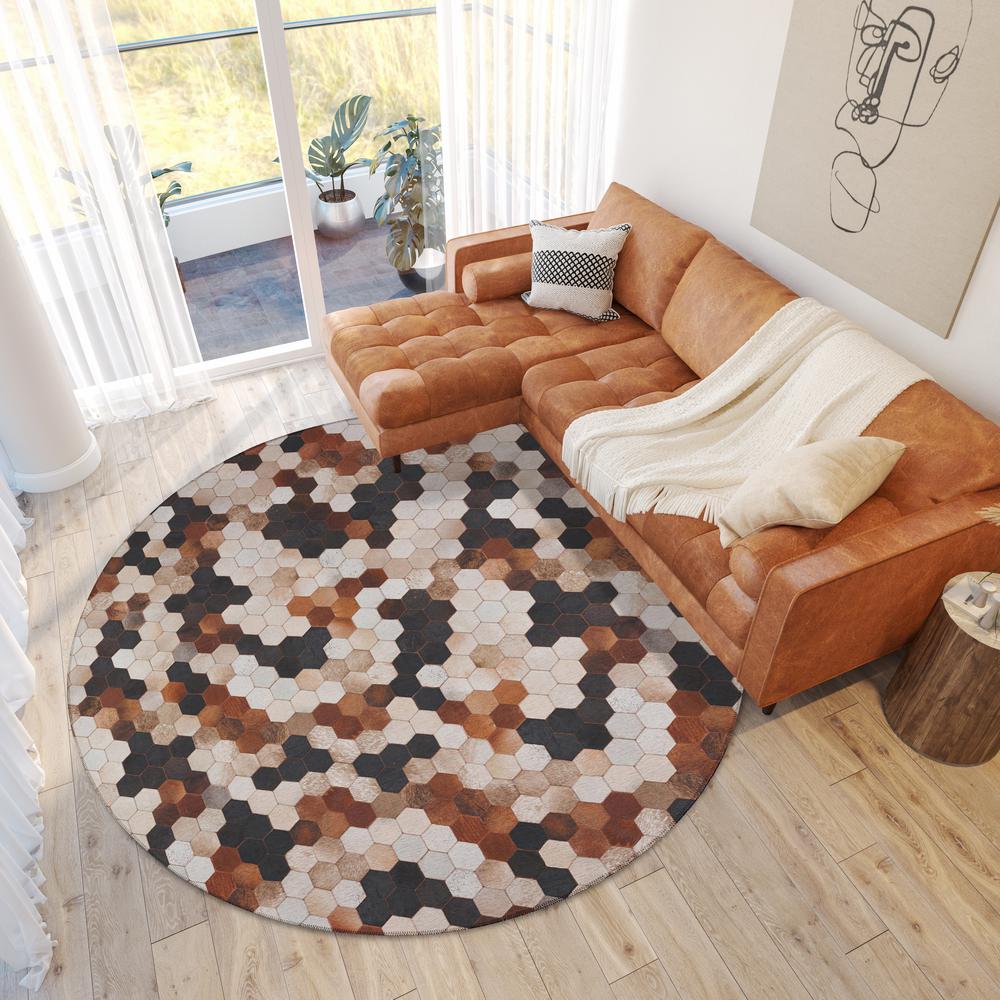 Laredo Multi Animal Patchwork 8' x 8' Round Rug Multi ALR39