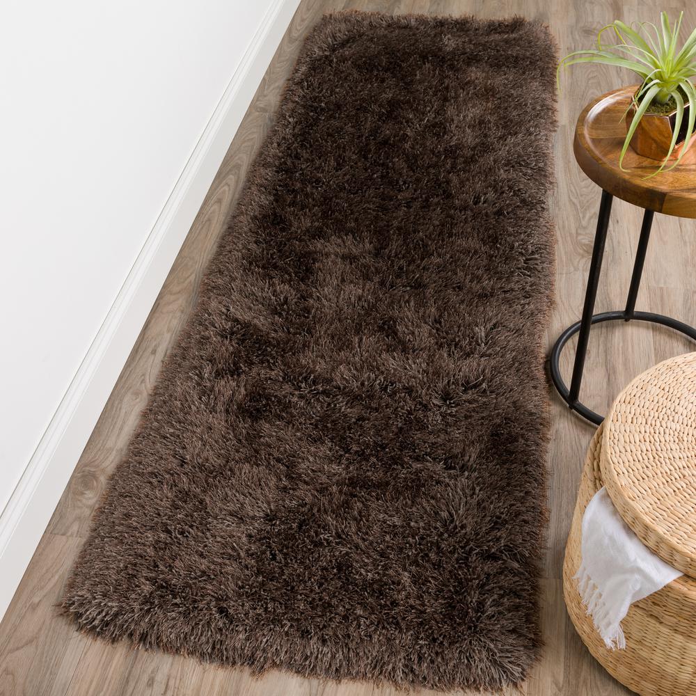 Addison Aurora Deeply Complex Modern Brown Shag 2’3" x 7’6" Runner Rug