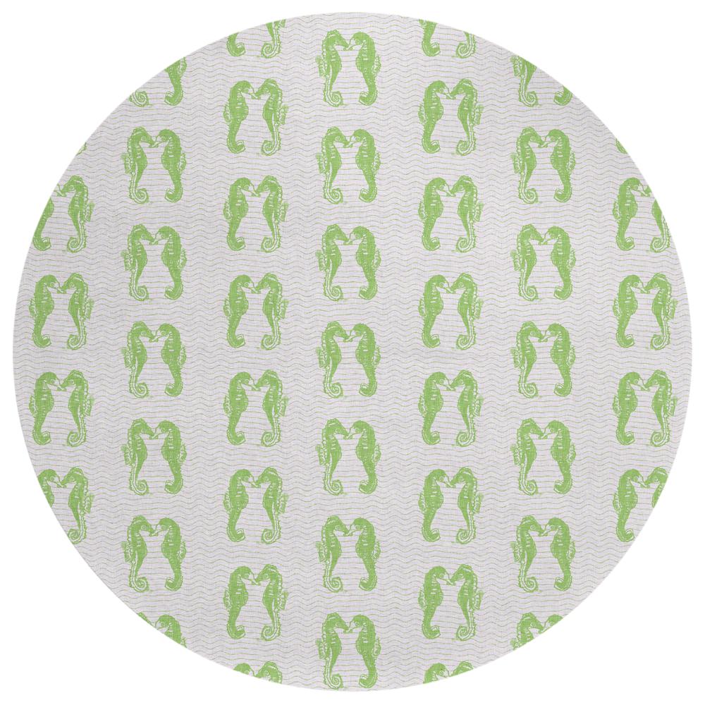 Indoor/Outdoor Surfside ASR45 Green Washable 8' x 8' Round Rug
