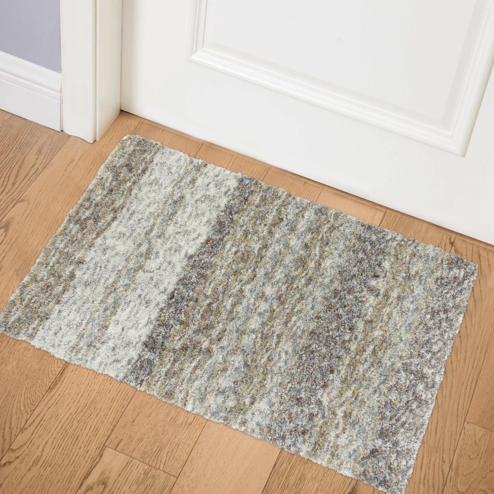 Addison Sanibel Striped Grey Shag 2' x 3' Accent Rug
