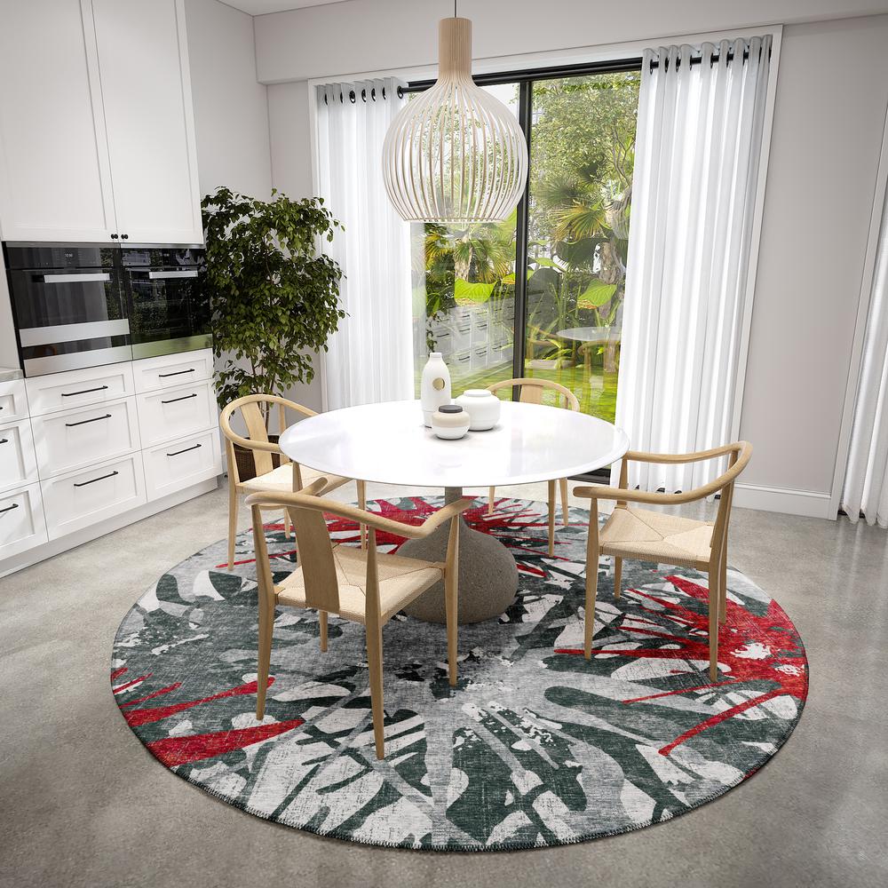 Bravado Red Contemporary Color Splash 8' x 8' Area Rug Red ABV36