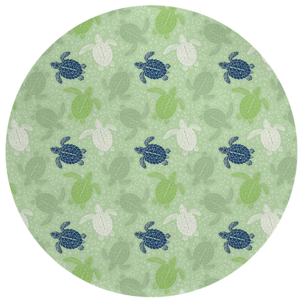 Indoor/Outdoor Surfside ASR43 Green Washable 8' x 8' Round Rug
