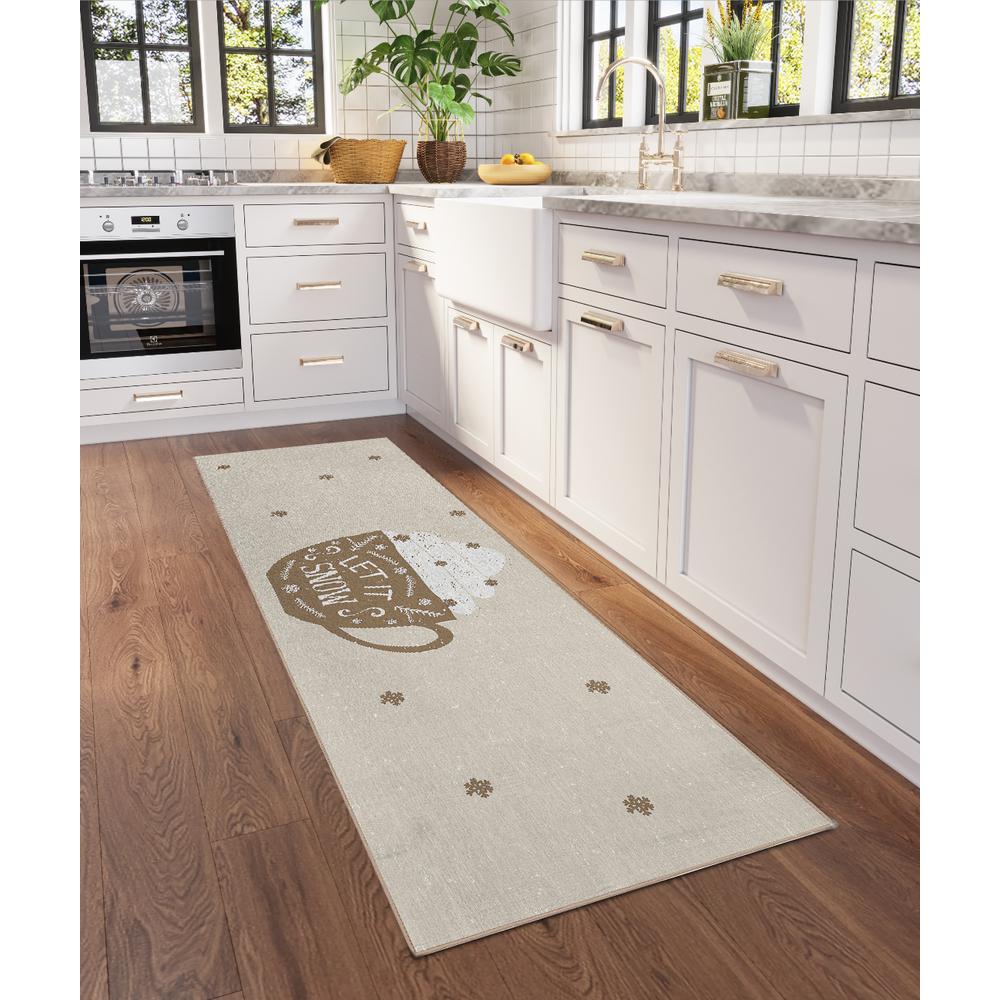 Indoor/Outdoor Cozy Winter ACW37 Brown Washable 2'3" x 7'6" Runner Rug