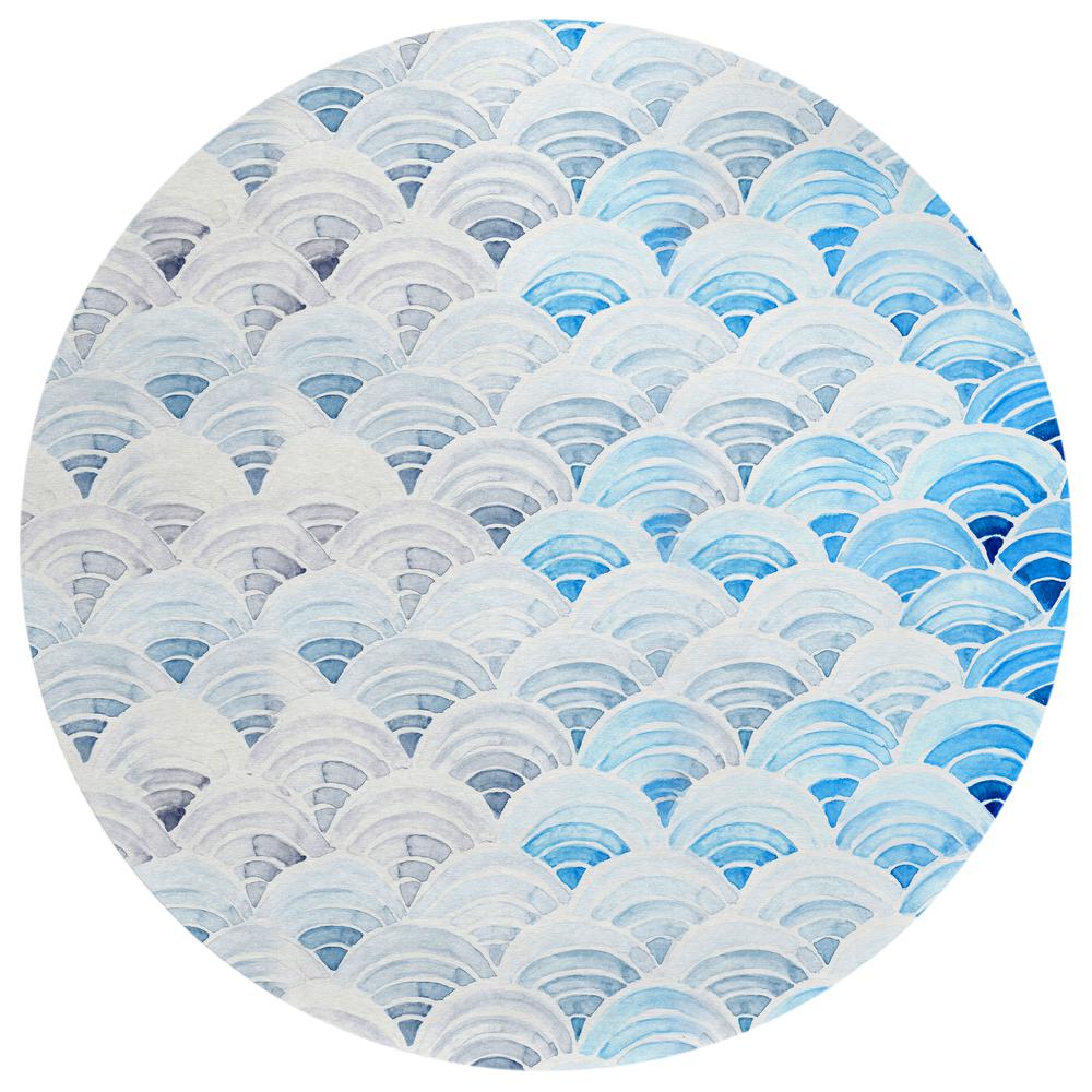Indoor/Outdoor Surfside ASR35 Blue Washable 8' x 8' Round Rug