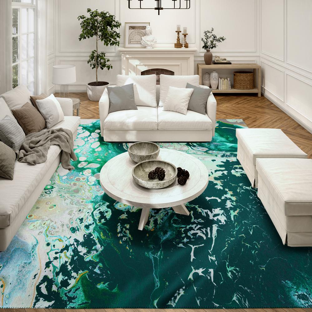 Karina Green Modern Abstract 10' x 14' Area Rug Green AKC40