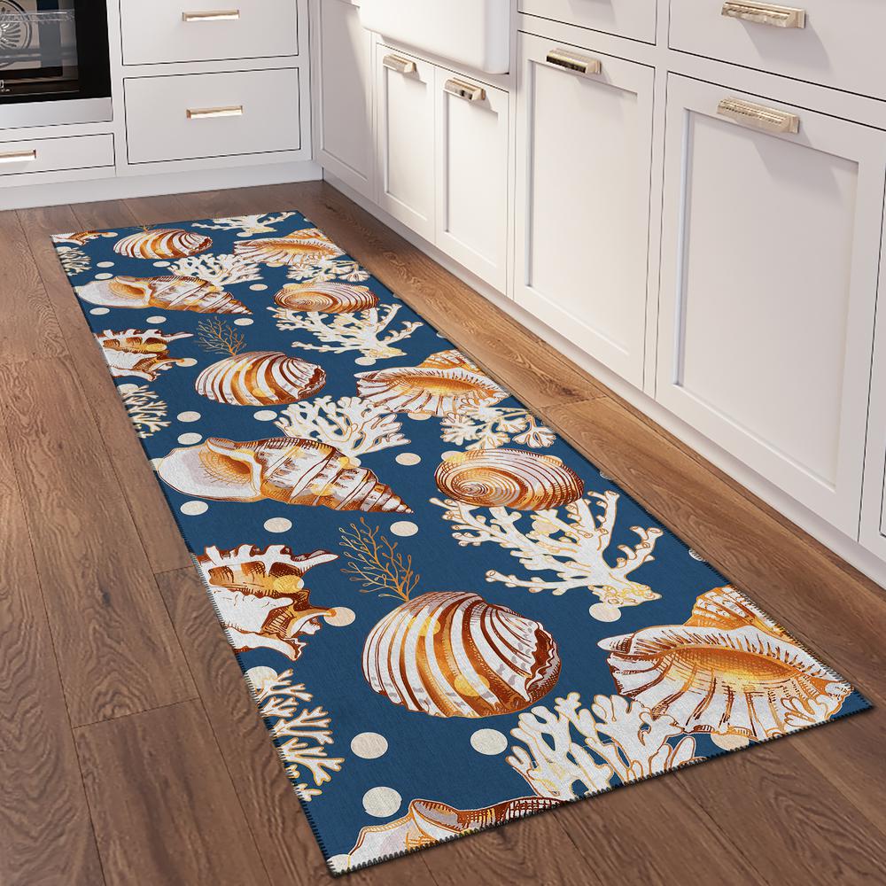 Indoor/Outdoor Surfside ASR36 Blue Washable 2'3" x 7'6" Runner Rug