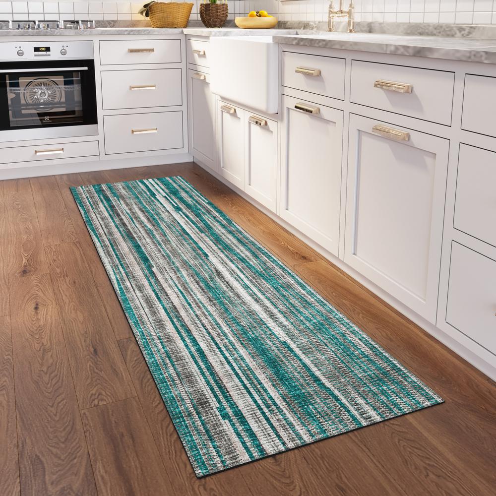 Waverly Peacock Contemporary Striped 2'3" x 7'6" Runner Rug Peacock AWA31