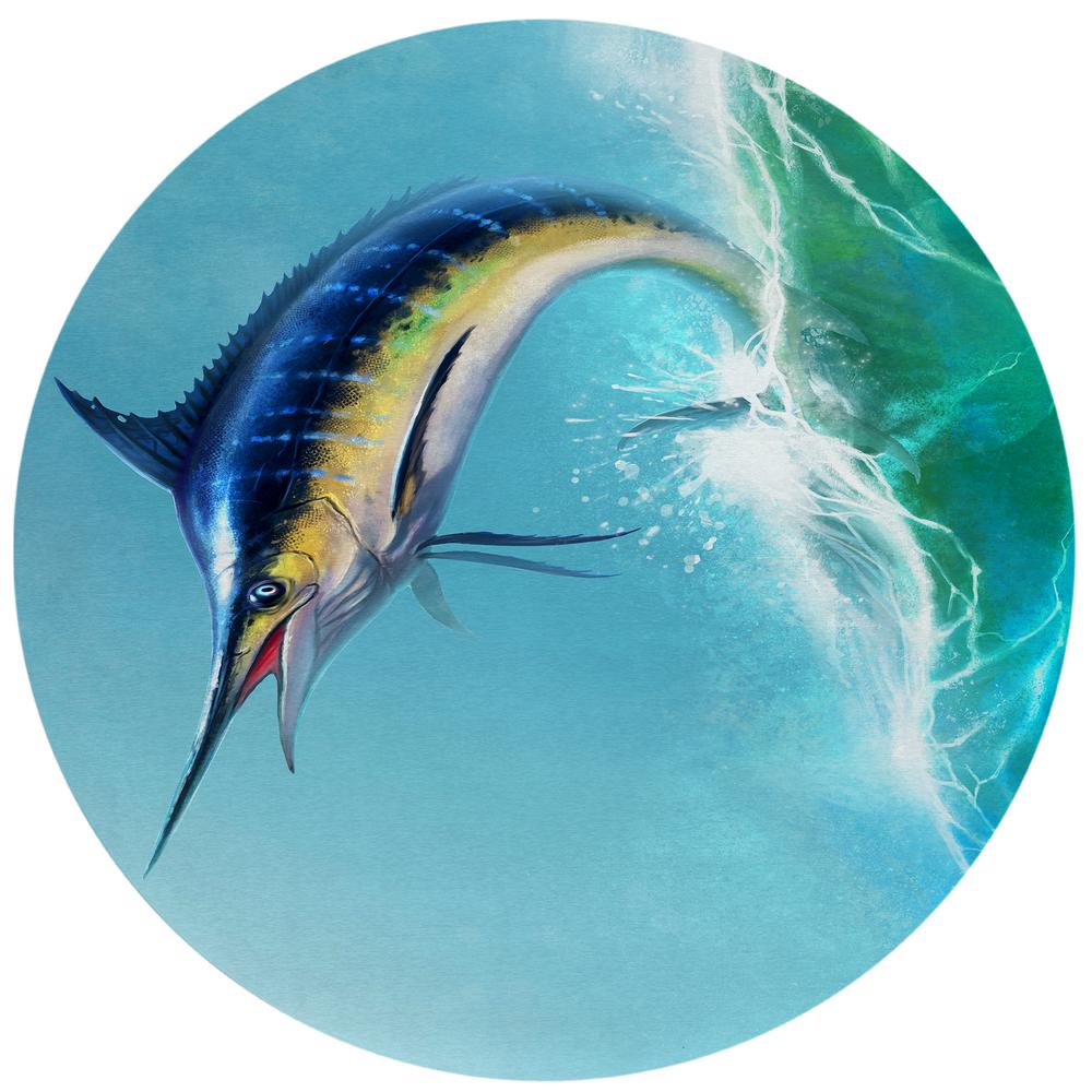 Indoor/Outdoor Harpswell AHP32 Blue Washable 8' x 8' Round Rug