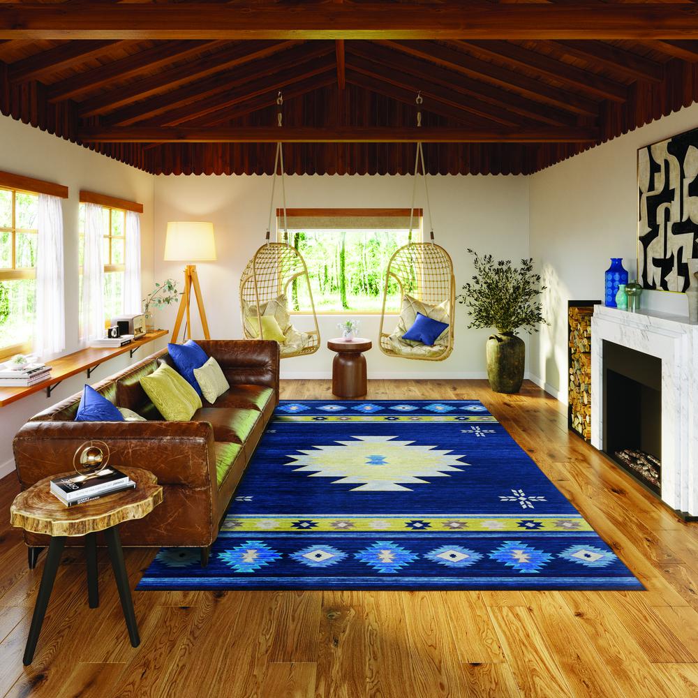 Indoor/Outdoor Sonora ASO34 Blue Washable 10' x 14' Rug