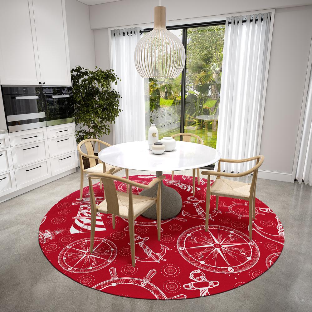 Indoor/Outdoor Harpswell AHP39 Ruby Washable 8' x 8' Round Rug