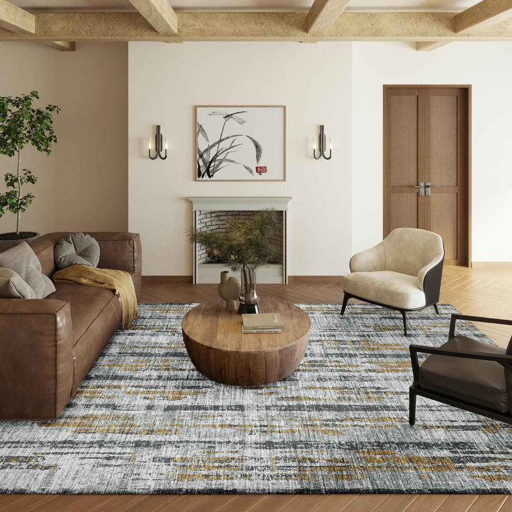 Rylee Silver Transitional Abstract 10' x 14' Area Rug Silver ARY36