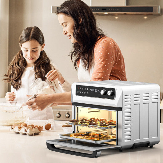 8-in-1 Convection Air Fryer Toaster Oven with 5 Accessories and Recipe-Silver