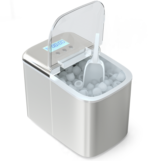 26 lbs Countertop LCD Display Ice Maker with Ice Scoop-Sliver