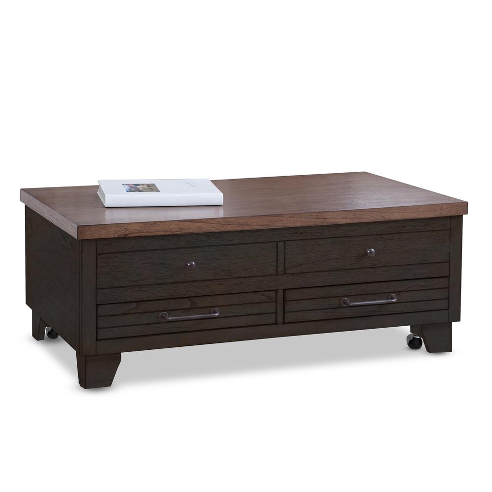 Bear Creek Lift-Top Cocktail Table with Casters, Brown