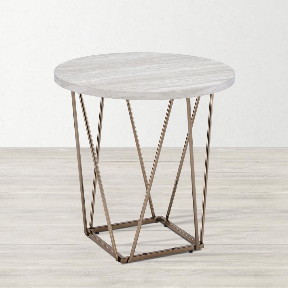 Rowyn Faux Marble Top End Table