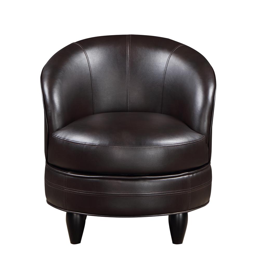 Sophia Swivel Accent Chair Brown Faux Leather