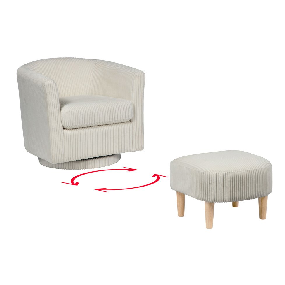 2 Piece Swivel Chair With Matching Ottoman In Gray Velvet