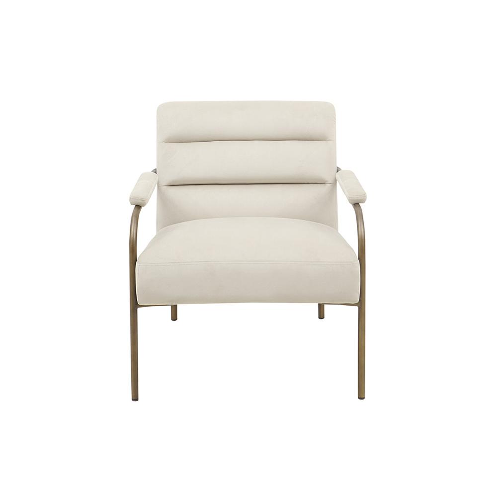 Upholstered Open Arm Metal Leg Accent chair