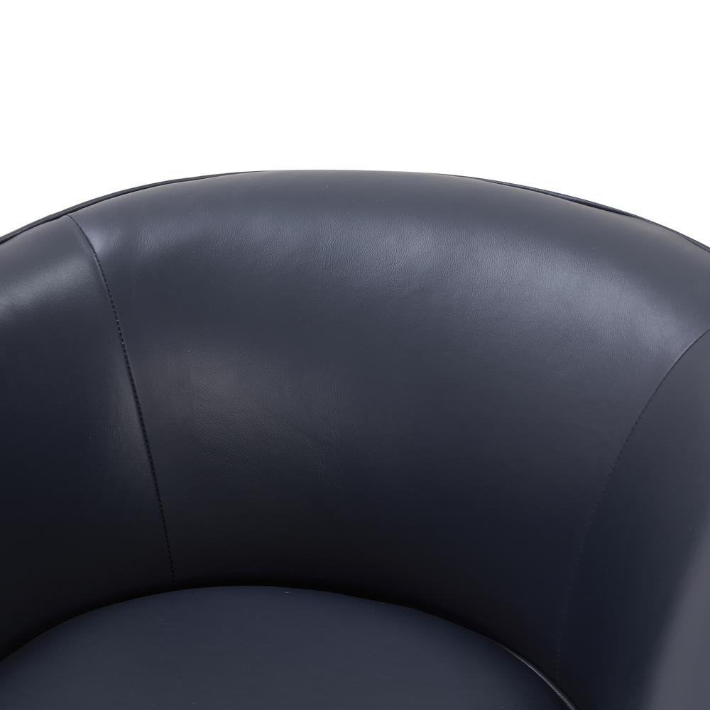 Taos Midnight Blue Top Grain Leather Wood Base Swivel Chair