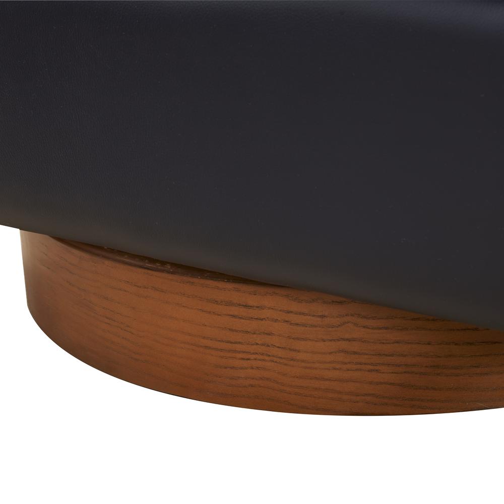 Taos Midnight Blue Top Grain Leather Wood Base Swivel Chair