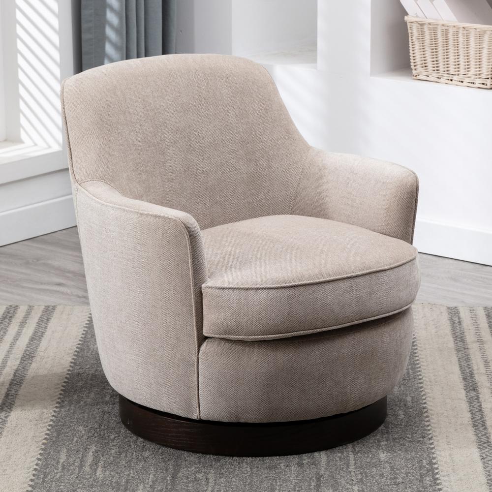 Reese Oatmeal Wood Base Swivel Chair