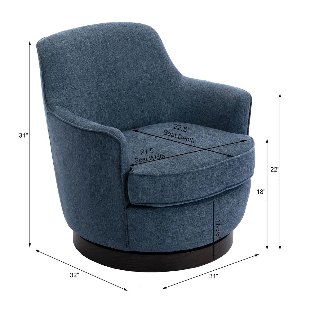 Reese Cadet Blue Wood Base Swivel Chair