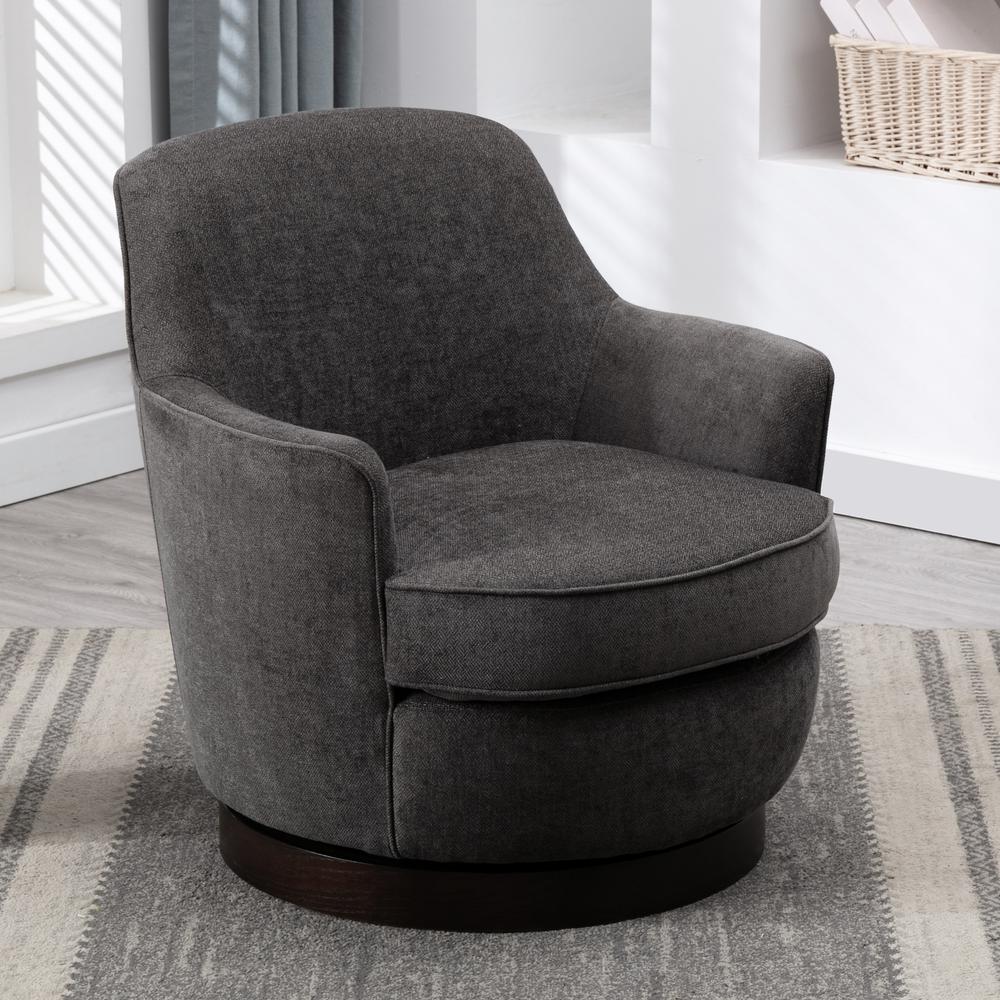 Reese Charcoal Wood Base Swivel Chair