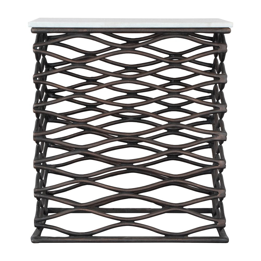 Duke Side Table White & Antique Bronze