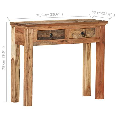 vidaXL Console Table 35.6"x11.8"x29.5" Solid Acacia Wood and Reclaimed Wood 0381