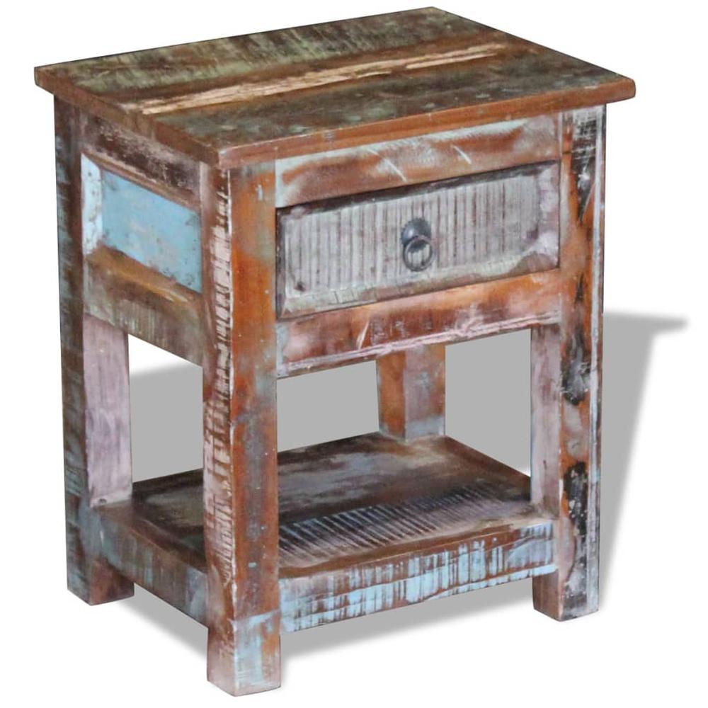 vidaXL Side Table with 1 Drawer Solid Reclaimed Wood 17"x13"x20", 243456