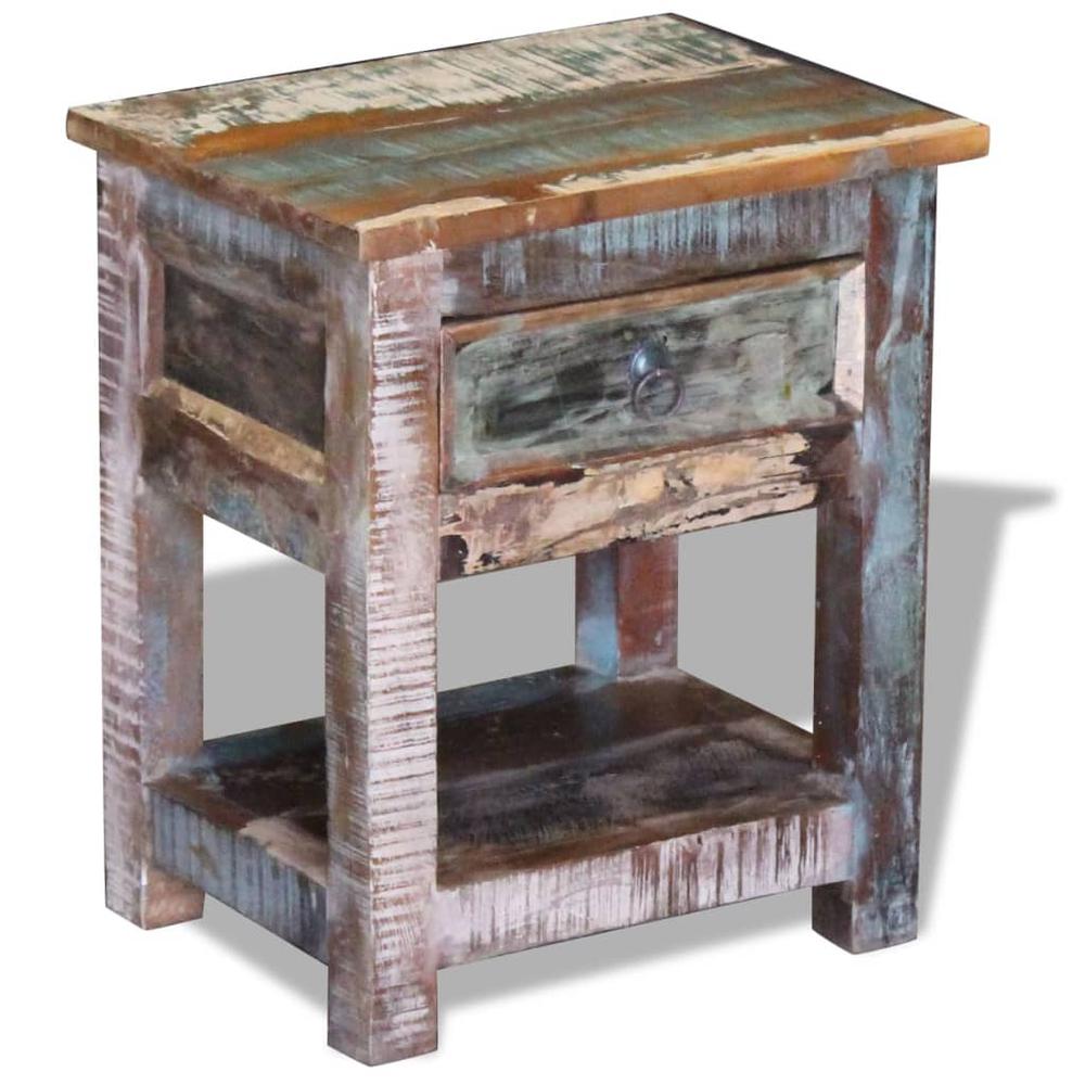 vidaXL Side Table with 1 Drawer Solid Reclaimed Wood 17"x13"x20", 243456