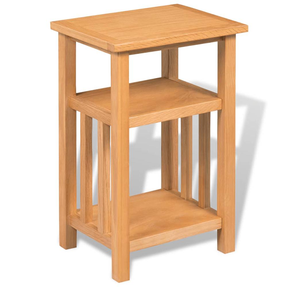 vidaXL End Table with Magazine Shelf Solid Oak Wood 10.6"x13.8"x21.7", 244211