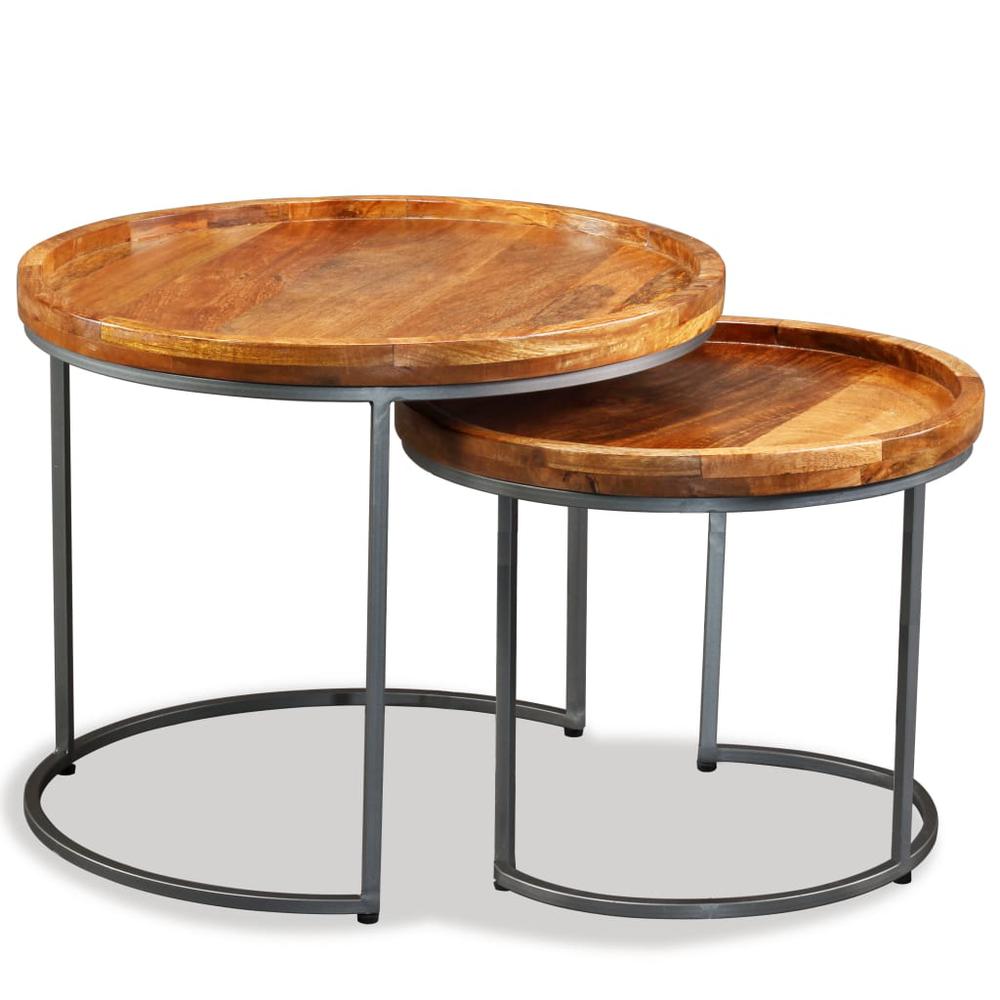 vidaXL Side Table Set 2 Pieces Solid Mango Wood, 244585