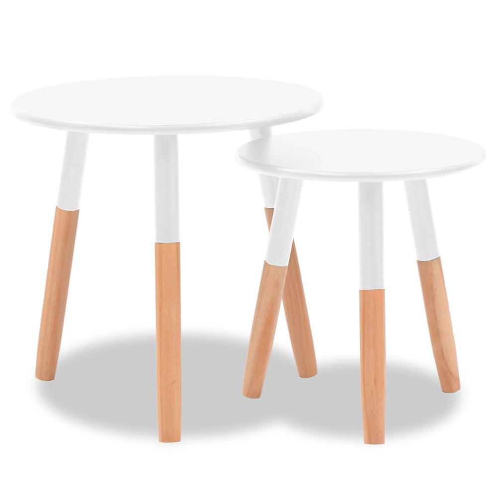 vidaXL Side Table Set 2 Pieces Solid Pinewood White, 244734