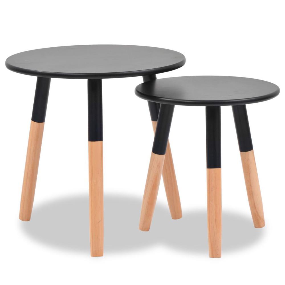 vidaXL Side Table Set 2 Pieces Solid Pinewood Black, 244735