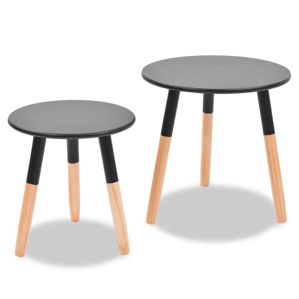 vidaXL Side Table Set 2 Pieces Solid Pinewood Black, 244735