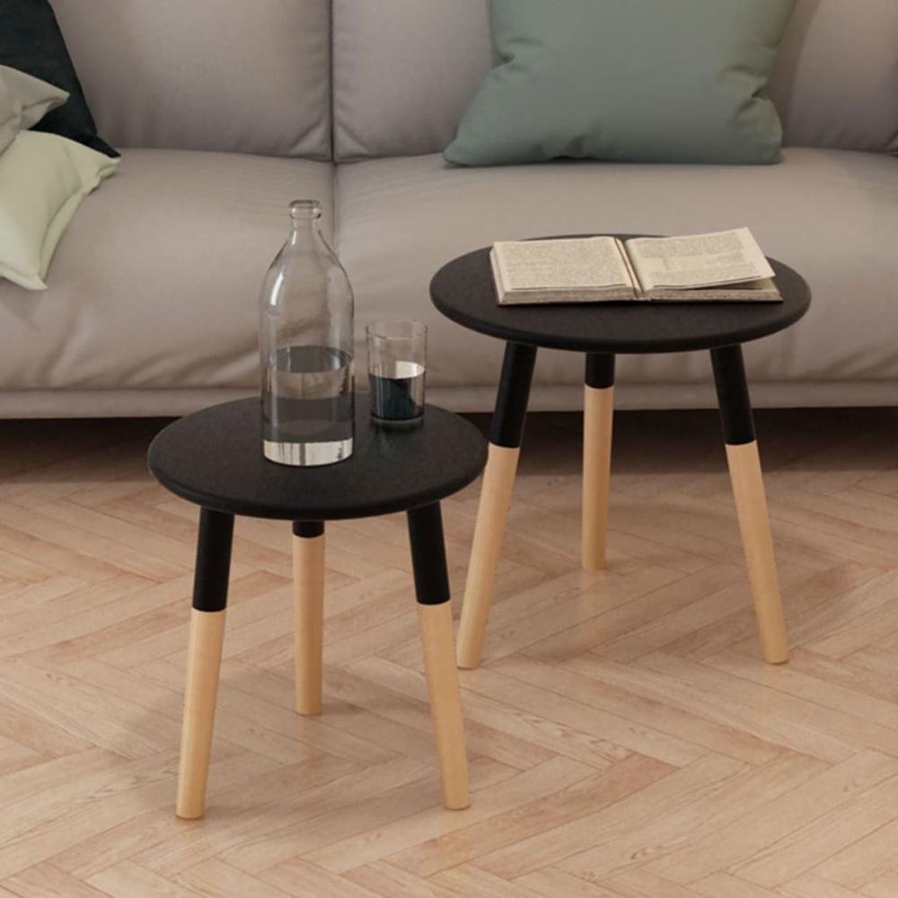 vidaXL Side Table Set 2 Pieces Solid Pinewood Black, 244735
