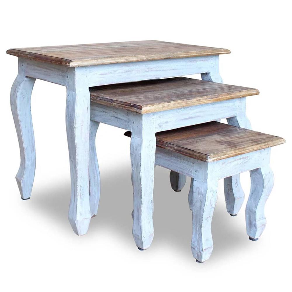 vidaXL Nesting Table Set 3 Pieces Solid Reclaimed Wood, 244505