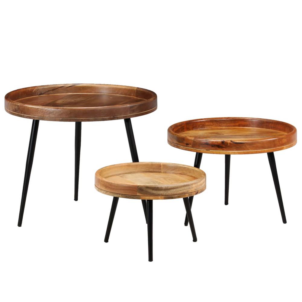 vidaXL Table Set 3 Pieces Solid Mango Wood and Steel, 246284